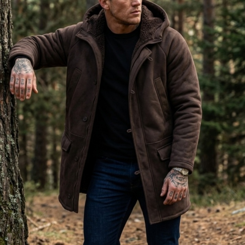 Men'S Outdoor Hunting Jacket - Yeni Erkek Suni Kürk Astarlı Kapüşonlu