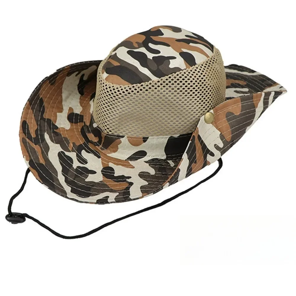 Mens Outdoor Hunting Hats - Kamuflaj Örgü Kova Şapka Geniş Kenarlı