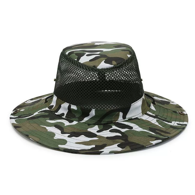 Mens Outdoor Hunting Hats - Balıkçılık UV Koruma Kamuflaj Örgü Kova