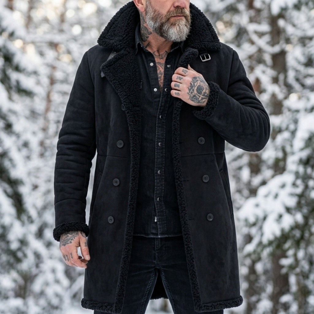 Men'S Outdoor Hunting Jacket - Erkek Suni Süet Kürk Astarlı Kışlık