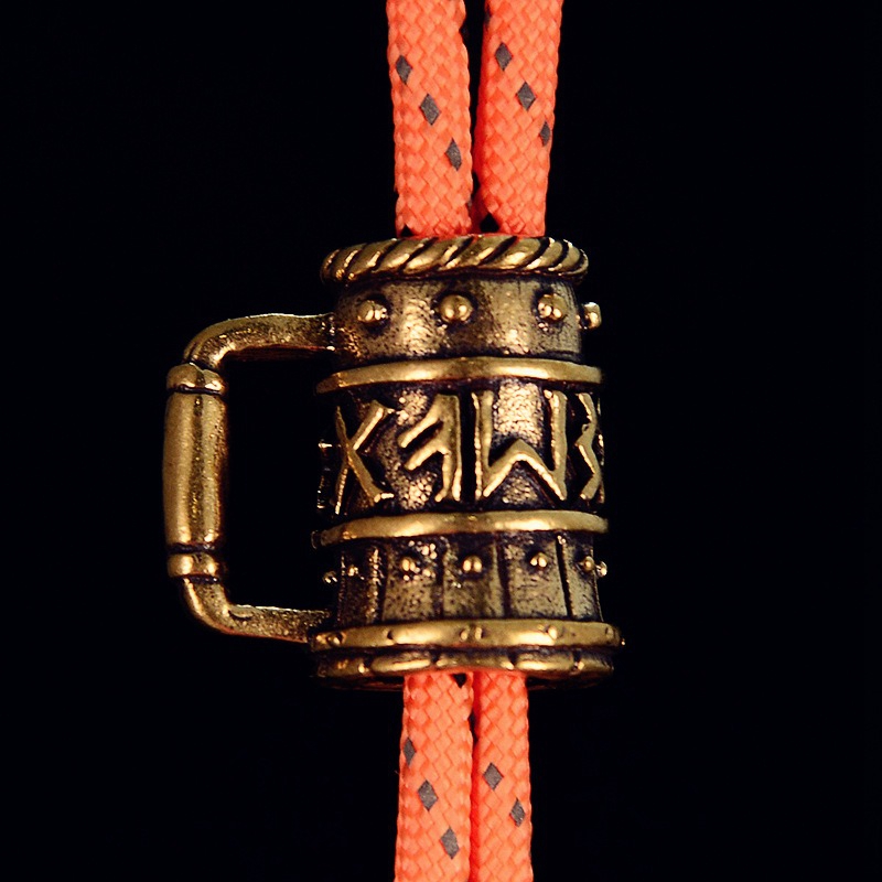 Paracord Survival Bracelet - Viking şarap bardağı pirinç bıçak boncuk