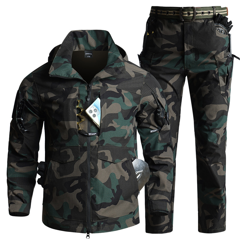 Men'S Outdoor Hunting Jacket - Erkek Kamuflaj Taktik Ekipman Seti Kapüşonlu
